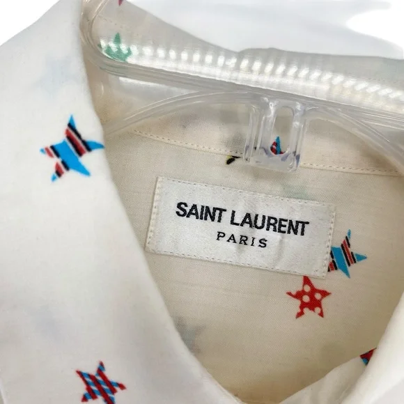 Saint Laurent Star Print Short Sleeve Button Down Shirt